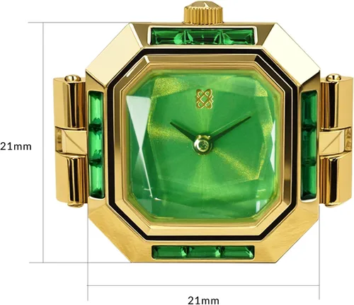 Vista 2 de PASCAL Anillo de reloj de diamante para mujer con pantalla analógica de dos manecillas y banda de expansión de acero inoxidable