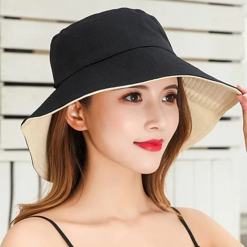 Vista 3 de Gorra de pesca plegable para playa, protección solar UPF UV, impermeable, transpirable, ala ancha, sombrero para el sol para mujer H01-Beige