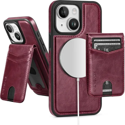 Vista 76 de SkyEagle - Funda tipo cartera compatible con MagSafe para iPhone 11, color negro Detachable Magnetic Credit Card Holder,RFID Blocking,PU