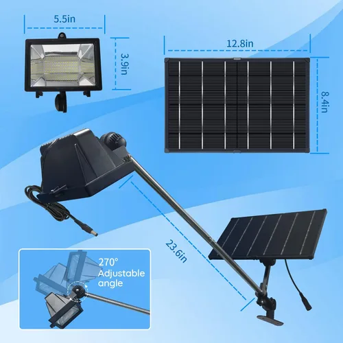 Vista 5 de Luz solar para señal, luces solares resistentes de 60 LED, iluminación para letreros al aire libre, 12000 mAh, iluminación comercial impermeable