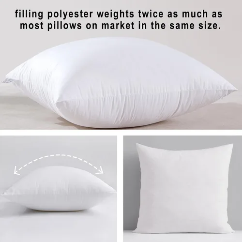 Vista 2 de HITO 12x20 Insertos de almohada (Juego de 2) - Fundas de almohada decorativas 100% algodón con relleno de alternativa al plumón, color blanco