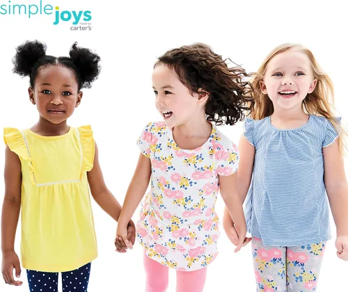 Vista 2 de Simple Joys by Carter's Camisas y tops de manga corta para niña, paquete de 3