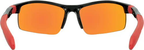 Vista 4 de Maxx HD Switchback - Lentes de sol deportivos con espejo TR90 negro y rojo medio marco y lentes ámbar, Rojo, Frame Width 140.0 mm
