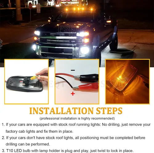 Vista 6 de PSEQT 5 luces LED de marcador de techo de cabina compatibles con luces de circulación de señal C/K 1988-2002 C/K 1500 2500 3500 5500 6000 6500 7000