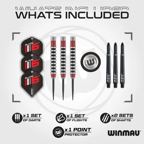 Vista 2 de WINMAU Advance 500 Series Professional Tungsten Steeltip Darts Set with Flights and Shafts (Stems)