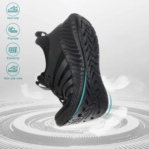 Vista 4 de Zapatos de tenis para caminar para hombre, transpirables, atléticos, para correr, con cordones, cómodos, de espuma viscoelástica
