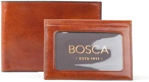 Vista 3 de Bosca Cartera de crédito de cuero antiguo para hombre con contraseña de identificación (ámbar), Ámbar