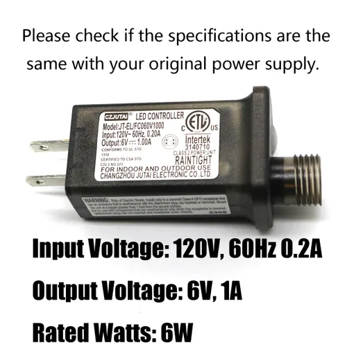 Vista 2 de Transformador LED de 8 modos de luz LED de 6 V, fuente de alimentación de clase 2, transformador de bajo voltaje, adaptador de enchufe de EE. UU.