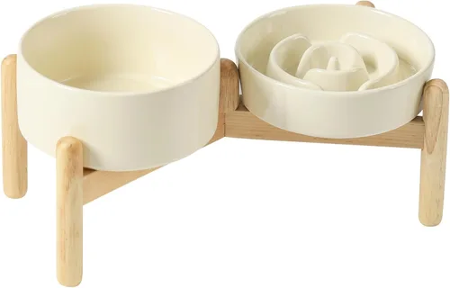 Vista 25 de Havniva Cuencos elevados para perros de alimentación lenta, 6.1 pulgadas 1 x café marrón - C