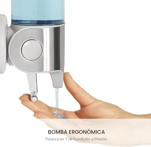 Vista 3 de Simplehuman Surtidores de pared de acero inoxidable, dispensador de champú y jabón.