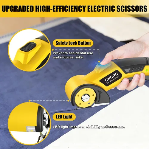 Vista 2 de Tijeras Eléctricas Inalámbricas, Cortador de Cartón con Luz LED, Cortador de Caja Eléctrico Rotativo Recargable de 4V, 2 Cuchillas, Adecuado