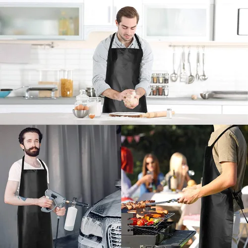 Vista 4 de Gotega Waterproof Rubber Vinyl Apron Adjustable Dishwasher Apron - Apron for Women Men Heavy Duty Work Apron