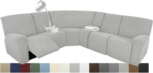 Vista 41 de Fundas impermeables de sofá reclinable modular para sofás reclinables, lavable en forma de L, para perros, fundas elásticas para sofá reclinable