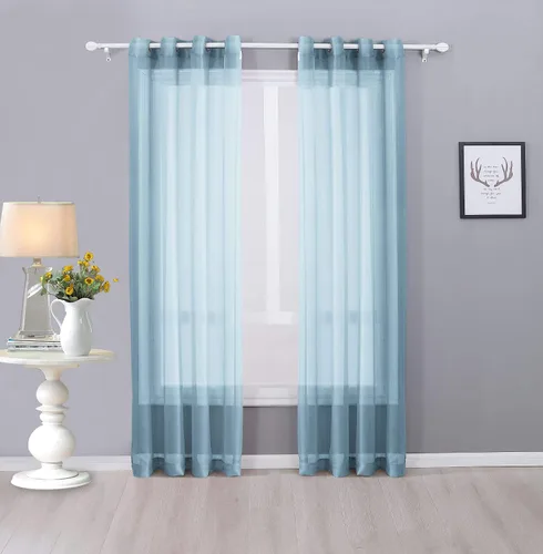 Vista 22 de Interior Trends Ariana - Juego de 2 cortinas de gasa transparente totalmente cosida con ojales (63 pulgadas de largo, beige)