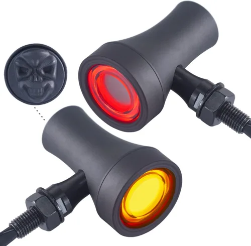 Vista 18 de FATECIM 2 luces traseras LED para motocicleta, intermitentes, luces de freno con visera, luces traseras de motocicleta, intermitentes traseros