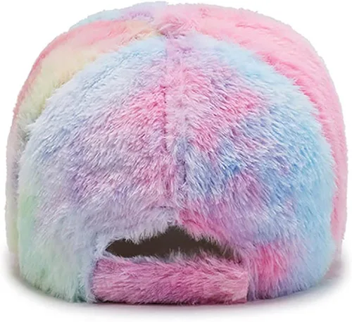 Vista 6 de Gorras de béisbol de piel sintética de teñido anudado de invierno para mujeres, hombres, adolescentes, forro polar cálido, gorros de camionero
