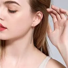 Vista 4 de Juego de 2 aretes de barra y collar con colgante en Y, collar de Lariat, aretes largos para mujer