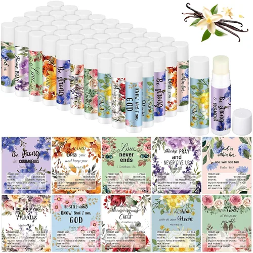 Vista 9 de Paquete de 50 regalos religiosos cristianos a granel para mujeres y hombres, bálsamos labiales religiosos, recuerdos de fiesta de la iglesia
