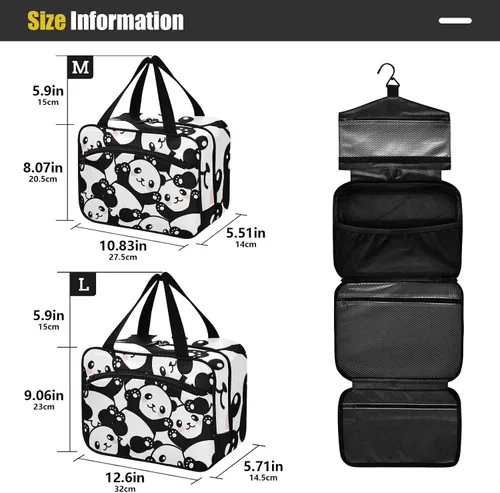 Vista 3 de Neceser para mujer, organizador de maquillaje de viaje con gancho para colgar, bolsas de cosméticos para mujeres y hombres, bolsa de viaje