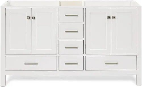 Vista 25 de ARIEL Cambridge Mueble base de tocador de baño de 36 pulgadas, madera maciza, 2 puertas de cierre suave, 5 cajones de cola de milano, roble marrón