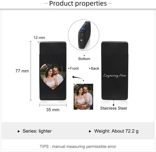 Vista 3 de Fortheday Encendedor eléctrico personalizado para hombres, encendedor grabado personalizado con encendedores recargables por USB para el día
