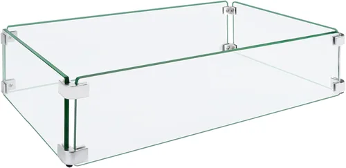 Vista 16 de Protector de viento para hoguera, 15 x 15 pulgadas, protector de viento cuadrado de vidrio templado para fogata y mesa de fuego, vidrio grueso