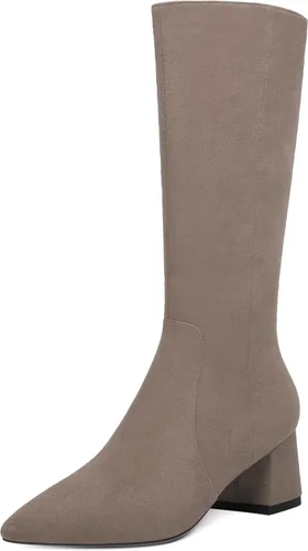 Vista 25 de MOVINSTEPS Botas de tacón bajo grueso con cremallera y puntera puntiaguda para mujer, de 2.0 in Verde militar