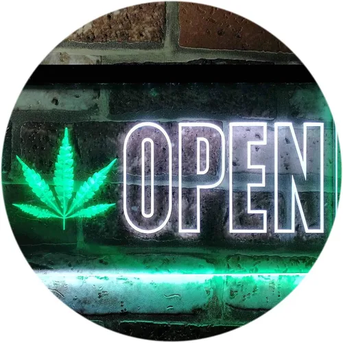Vista 19 de ADVPRO Open Marijuana Hemp Leaf High Life Dual Color LED Neon Sign Blue & Red 12" x 8.5" st6s32-j0791-br