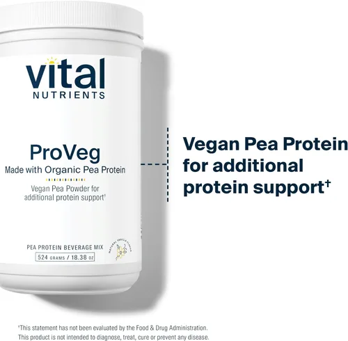 Vista 6 de Vital Nutrients ProVeg - Proteína orgánica de guisante de 18.48 oz, proteína de guisante vegana en polvo, 0.81 oz de proteína por porción, sabor