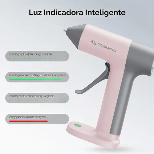 Vista 5 de Tilswall Pistola de pegamento caliente inalámbrica W106 con Rosa
