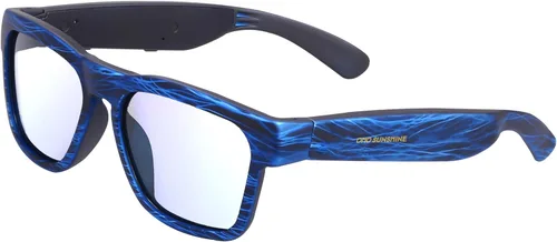 Vista 11 de OhO gafas inteligentes, gafas de sol polarizadas con altavoz Bluetooth, protección UV para atletismo/aire libre y control de voz, unisex (lente gris)