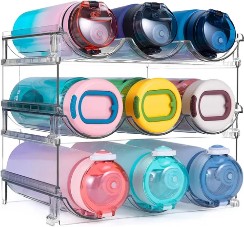 Vista 8 de spospo Organizador de botellas de agua para gabinete, organizador de almacenamiento de botellas de agua, 2 paquetes de estante de almacenamiento