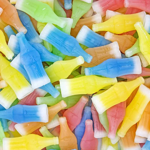 Vista 3 de Bayside Candy Caramelo de cera en forma de botella con líquido saborizado de frutas (1 libra)