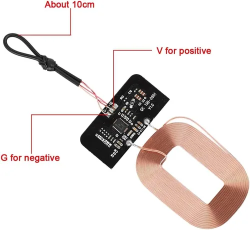 Vista 4 de Módulo receptor de carga Qi DIY módulo receptor de carga ultra delgado cargador de bobina de placa de circuito, 5V 1A, Plug and Play