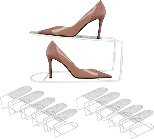 Vista 8 de CiBiZi Organizador de ranuras para zapatos, paquete de 6 organizadores de zapatos de metal, apilables, con doble capa, para un par de zapatos