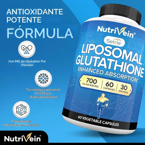 Vista 3 de Nutrivein Suplemento glutatión liposomal 700 mg Setria - 60 Cápsulas