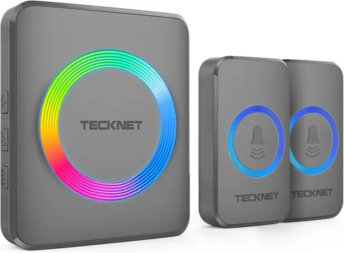 Vista 12 de TECKNET Timbre inalámbrico, timbre de puerta 0-120dB, alcance inalámbrico de 1300 pies, timbres para aulas resistentes al agua IP65, 60 sonidos