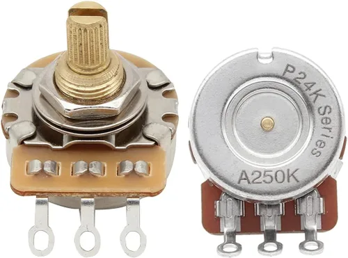 Vista 5 de FLEOR Potenciómetro de guitarra de eje dividido corto de 2 piezas A250K de 0.610 in, 24 líneas