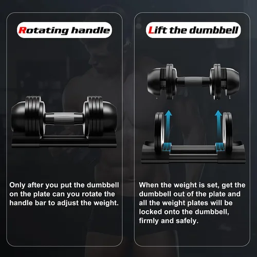 Vista 3 de Juego de mancuernas ajustables de 22 libras, par de mancuernas ajustables, perfecto para entrenamiento de fuerza y entrenamientos de fitness