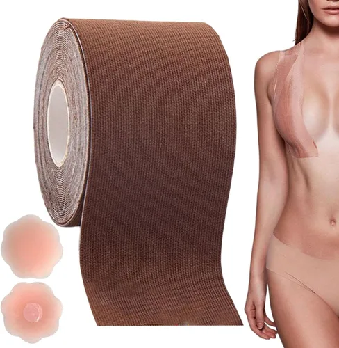 Vista 7 de Xuyuan Boobytape for Breast Lift,Elastic and Silicone Backless Nipple Cover Set - Breathable Boobytape for Breast Lift, Bra Tape Lift for Large