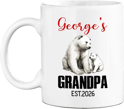 Vista 19 de Taza de café de cerámica con texto en inglés «Best Grandpa Add Photo », regalos para abuelo, abuelo, papá, amapola, Día del Padre, taza de café