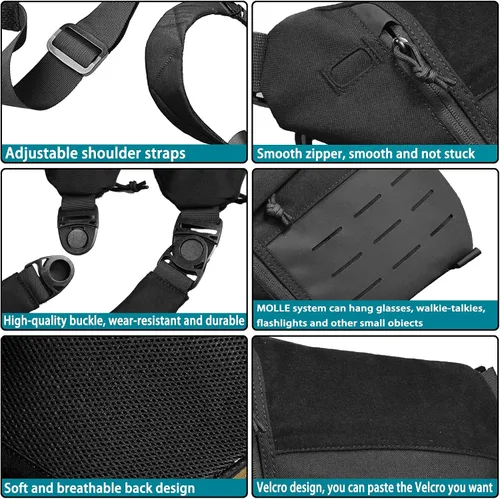 Vista 6 de Bolso bandolera pequeño para el pecho, bolso de bolsillo personal antirrobo, bolso cruzado de viaje, bolsa de seguridad antirrobo
