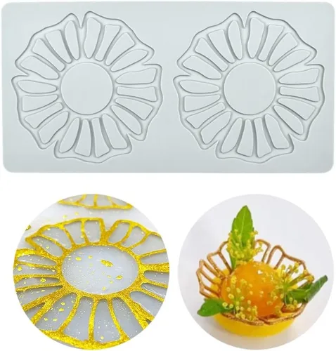 Vista 11 de Moldes de silicona de hojas huecas, moldes de chocolate con forma de corazón, geometría, molde de silicona 3D, molde de hojas de caramelo