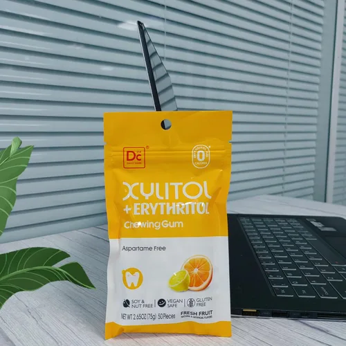 Vista 6 de DC24 DAILY CARE Goma de mascar sin aspartamo y sin azúcar, xilitol con eritritol, baja en calorías, sin azúcar, goma de mascar con sabor a fruta