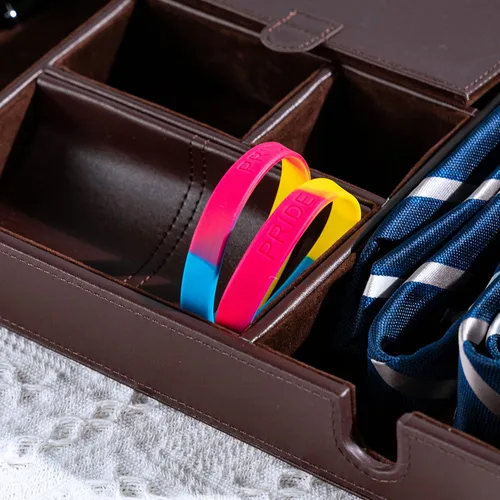 Vista 2 de Pansexual - Pulseras de silicona para orgullo gay, pulseras de goma con bandera del orgullo rosaamarilloazul para concienciación LGBTQ, mes