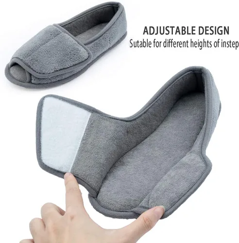 Vista 2 de Git-up -Pantuflas para mujer con diabetesartritisedema, cierre ajustable, espuma viscoelástica, punta abierta, extra ancha