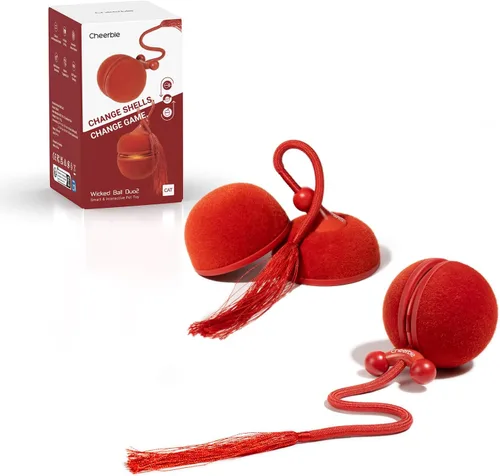 Vista 9 de Cheerble Juguetes interactivos 2 en 1 para gatos de interior – Wicked Ball Duo2 juguete automático para gatos, carcasas intercambiables duales, bola