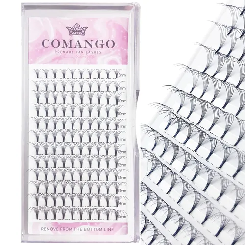 Vista 66 de Extensiones de pestañas de volumen prefabricadas 10D, 0.003 in de grosor, rizo C/D, 0.472 in, tallo corto, extensiones de pestañas de volumen