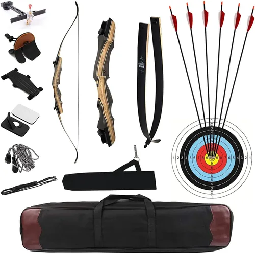 Vista 8 de DEERACE Takedown - Juego de arco recurvo y flecha, 62 pulgadas, clásico arco de madera tradicional para adultos, jóvenes, principiantes, caza, tiro