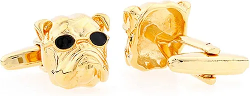 Vista 2 de Gemelos de Bulldog con diseño de animales británicos de la cultura inglesa y perros dorados fríos y gafas 3D